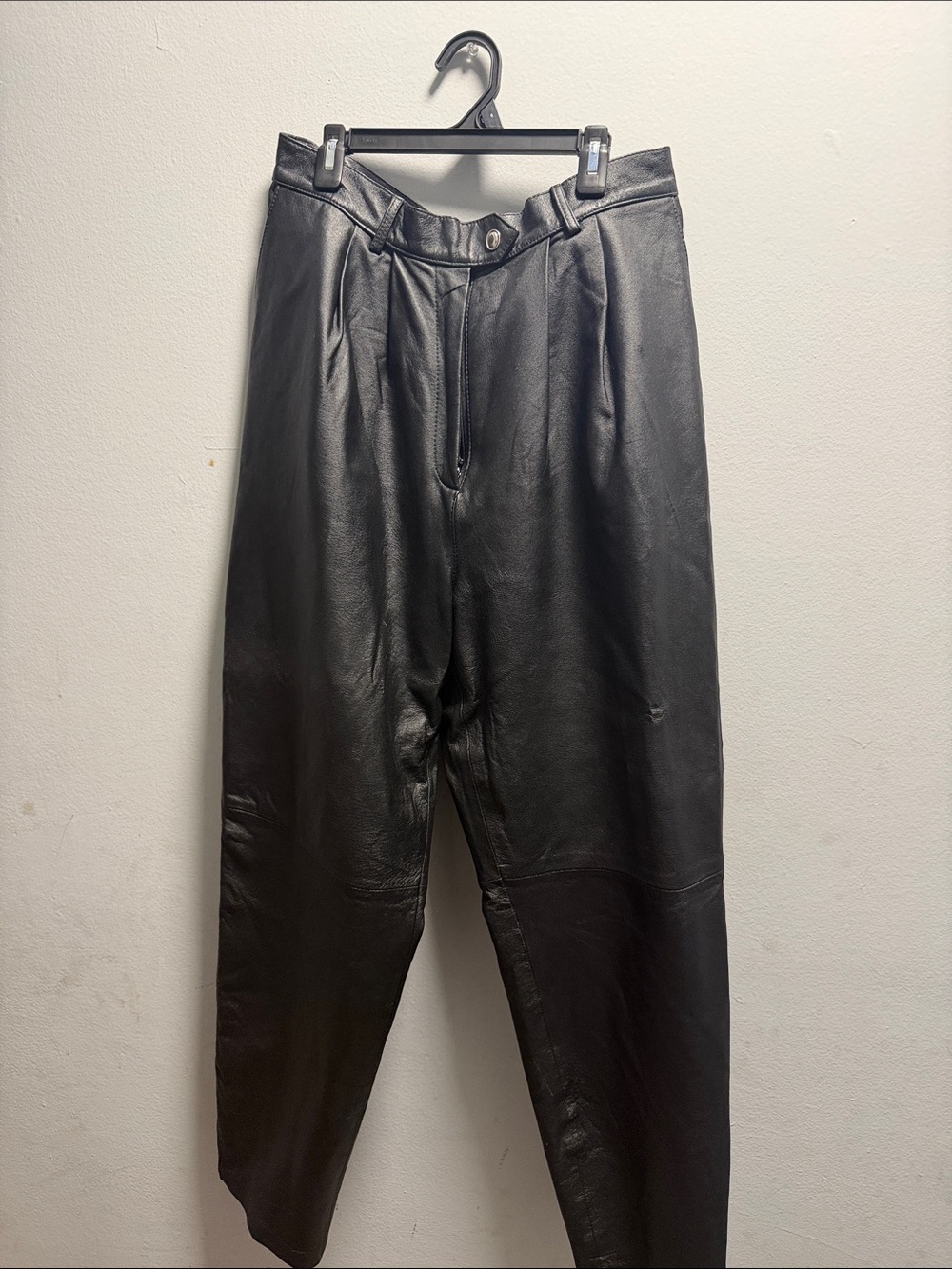 Forenza Black Faux Leather Pleated Chinos